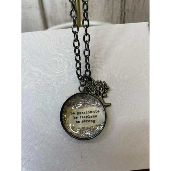 Charm Necklace Glitter Charm 25mm 18”lnch Affirmation Handmade 🖤 - Picture 4 of 7